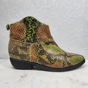 Kelsie Dagger Snakeskin Ankle Boot Womens 7 Green Leather Rodeo Western Cowgirl